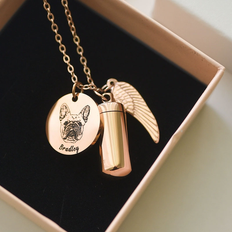 Guardian Angel Personalized Engraved Pet Urn Necklace