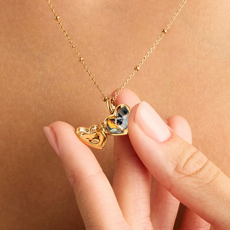 Heart Pet Memorial Gift Photo Locket Necklace
