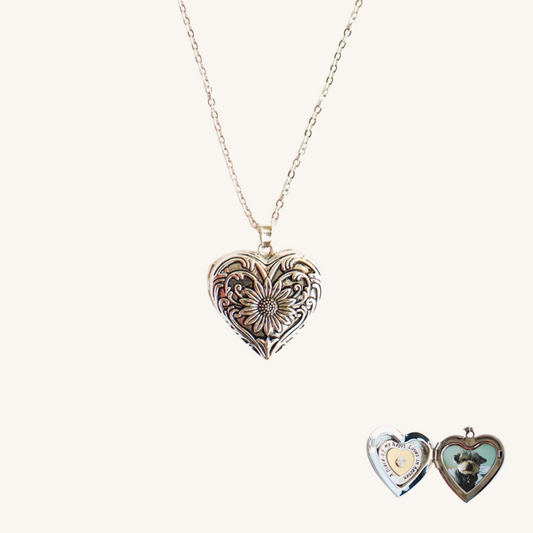 Heart-shaped Pet Memorial Photo Locket Necklace