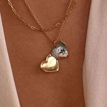 Heart Pet Memorial Gift Photo Locket Necklace