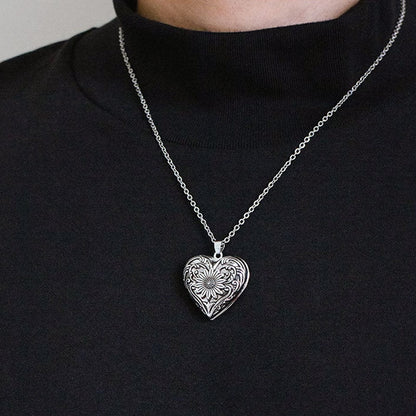 Heart-shaped Pet Memorial Photo Locket Necklace