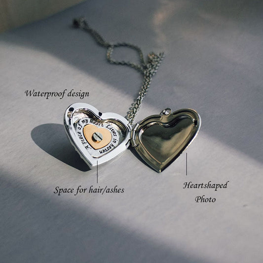 Heart-shaped Pet Memorial Photo Locket Necklace