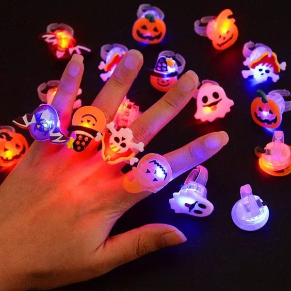🎃 Halloween LED Light-Up Rings Set — 50 Pcs