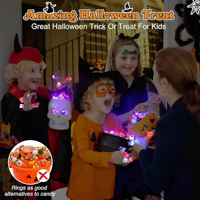 🎃 Halloween LED Light-Up Rings Set — 50 Pcs