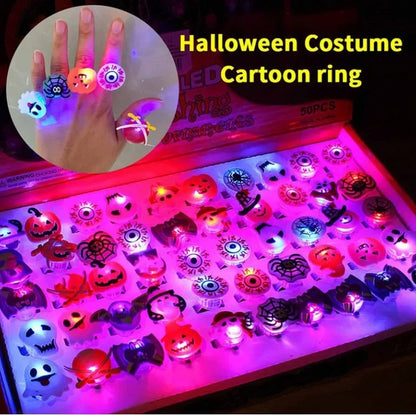 🎃 Halloween LED Light-Up Rings Set — 50 Pcs