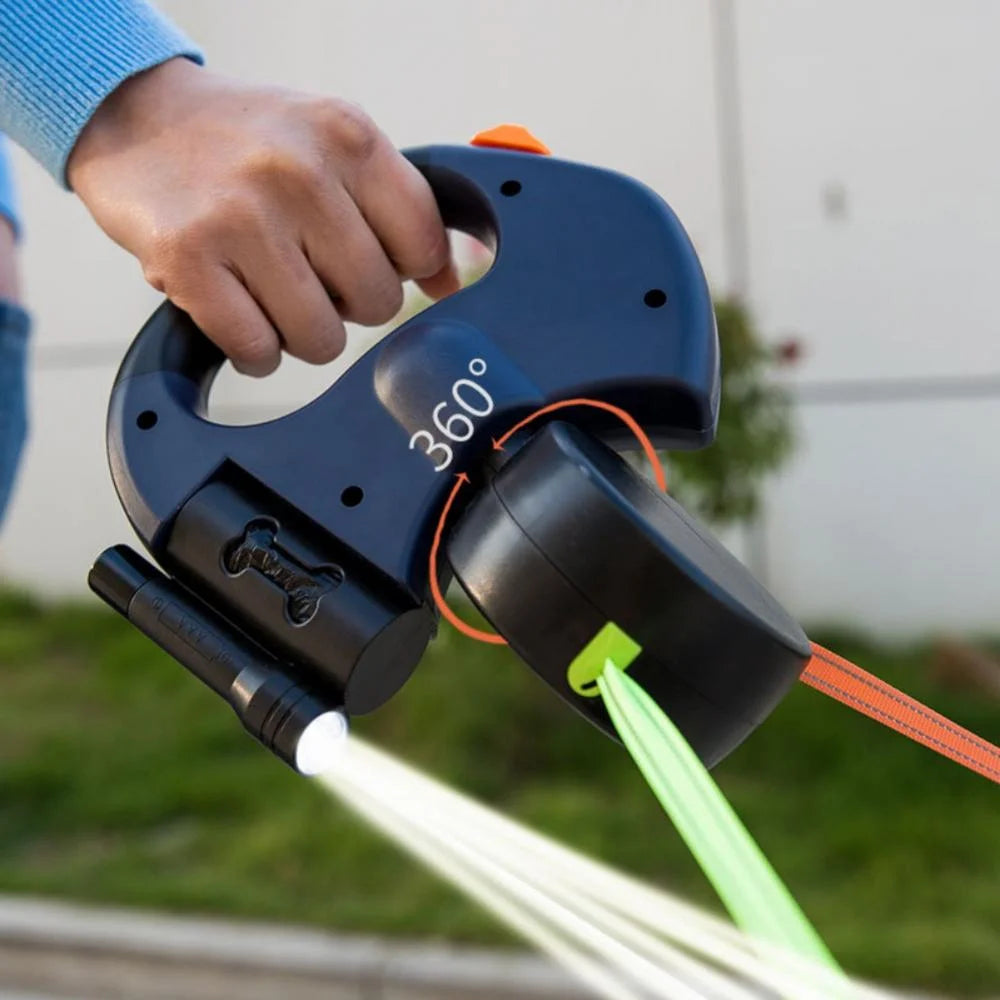GlowLeash Duo™ – LED Dual Retractable Dog Leash for Small Dogs