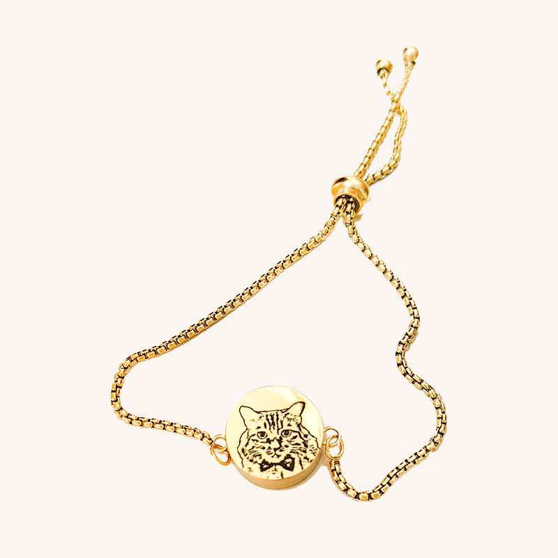 Personalized Engraved Locket Bracelet with Pet Face & Name