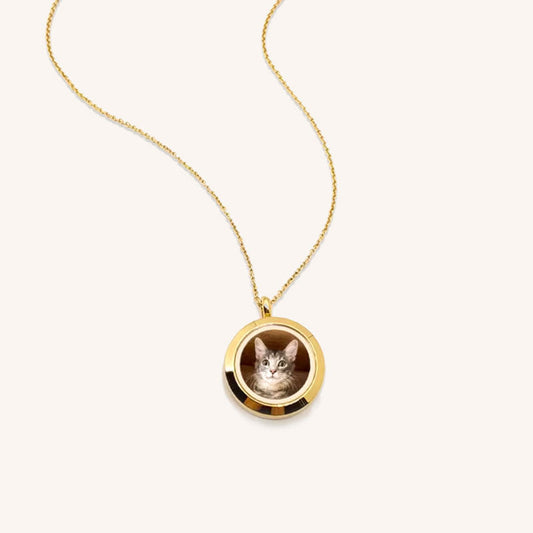 Pet Memorial Locket with Dog Picture - Personalized Photo Necklace