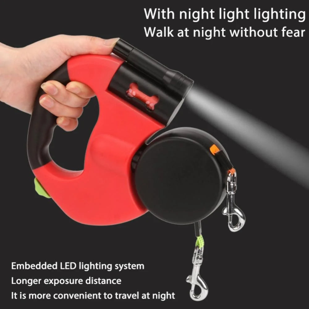 GlowLeash Duo™ – LED Dual Retractable Dog Leash for Small Dogs