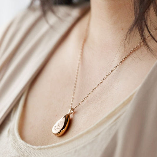 Teardrop Personalized Engraved Pet Cremation Urn Necklace