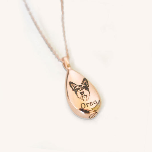 Teardrop Personalized Engraved Pet Keepsake Locket Necklace