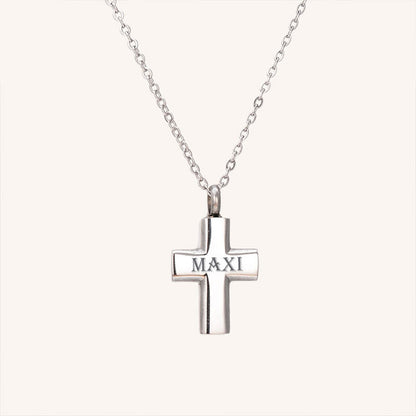 Cross Personalized Pet Memorial Cremation Urn Necklace