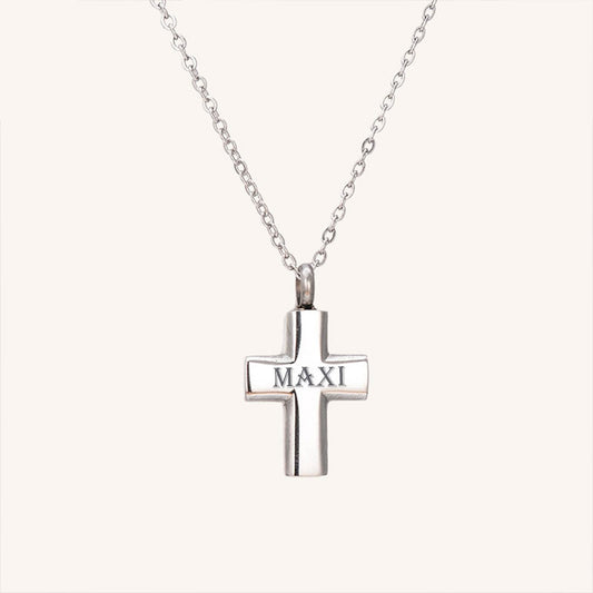 Cross Personalized Pet Memorial Cremation Urn Necklace