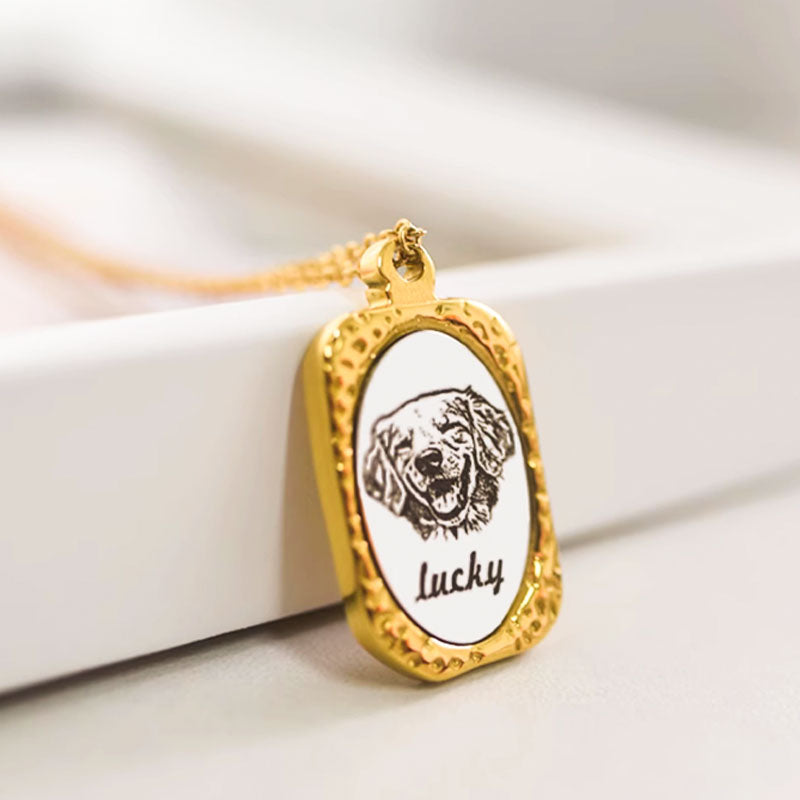 Memory Frame Personalized Engraved Pet Necklace