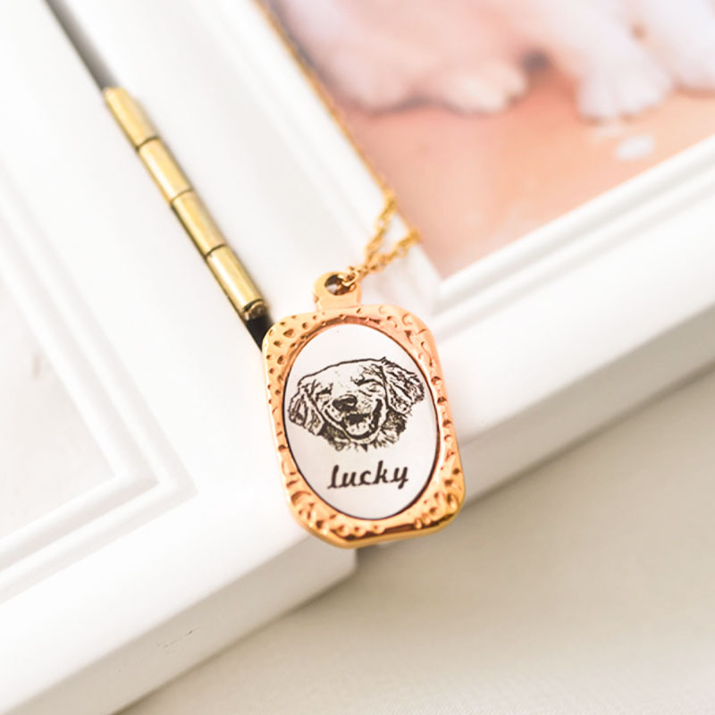 Memory Frame Personalized Engraved Pet Necklace
