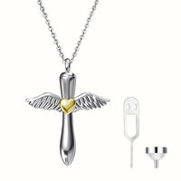 Angel Wings Ashes Urn Necklace in Sterling Silver