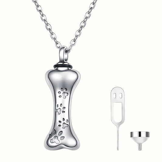 FurryDise-Sterling Silver Bone Urn Necklace