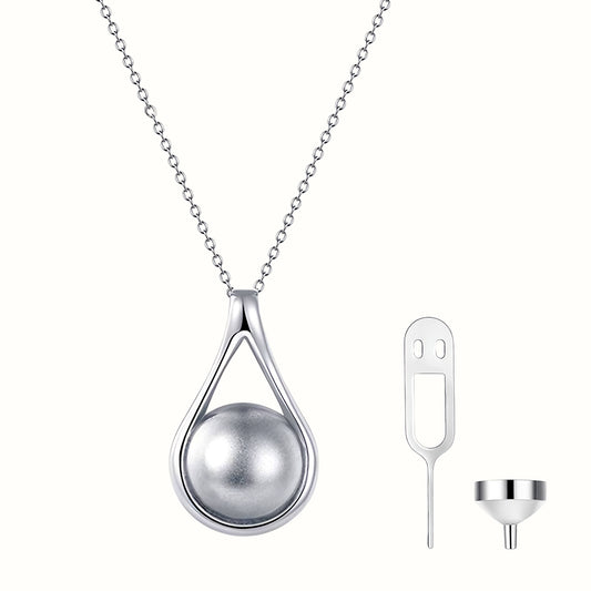 FurryDise-Sterling Silver Pearl Urn Necklace for Ashes